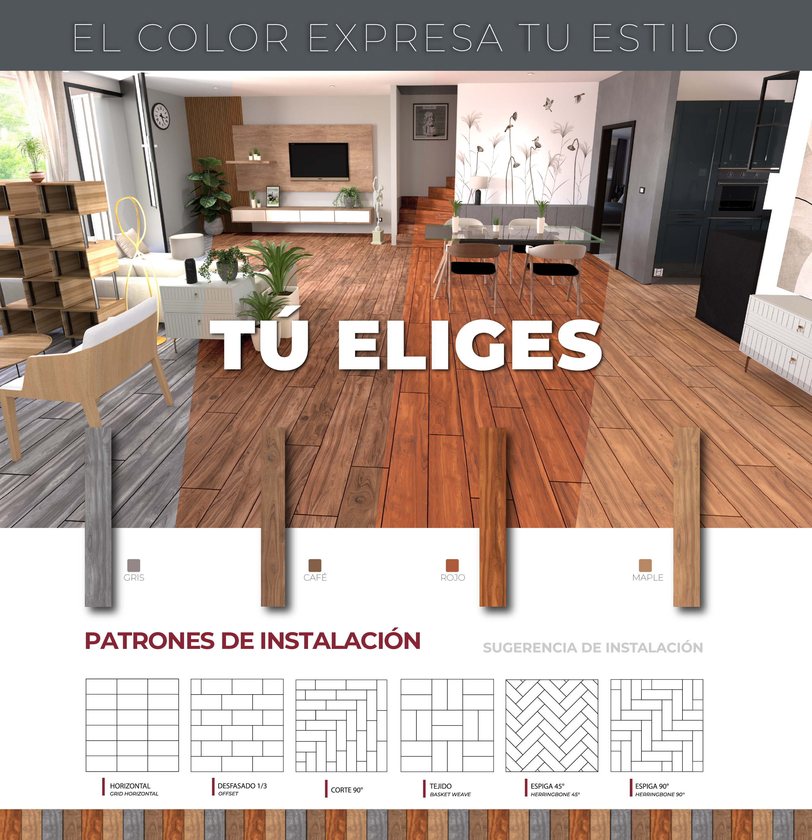 DETALLES DE COLORES DE PISO DUELA